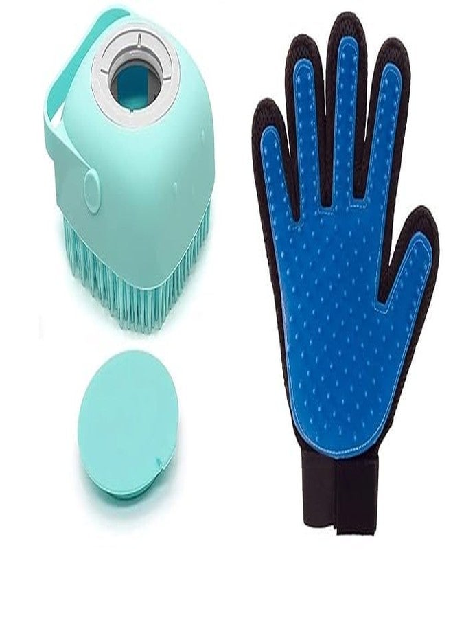 Pups&Pets مجموعة Pups&Pets المكونة من قطعتين: فرشاة توزيع الشامبو وقفاز للعناية بالحيوانات الأليفة، مناسبة للكلاب والقطط الصغيرة والمتوسطة والكبيرة التي تعاني من تساقط الشعر، بالإضافة إلى قفاز لإزالة شعر الحيوانات الأليفة وتدليكه بخمسة أصابع للكلاب والقطط ذات الفراء الطويل والقصير. - Image 1