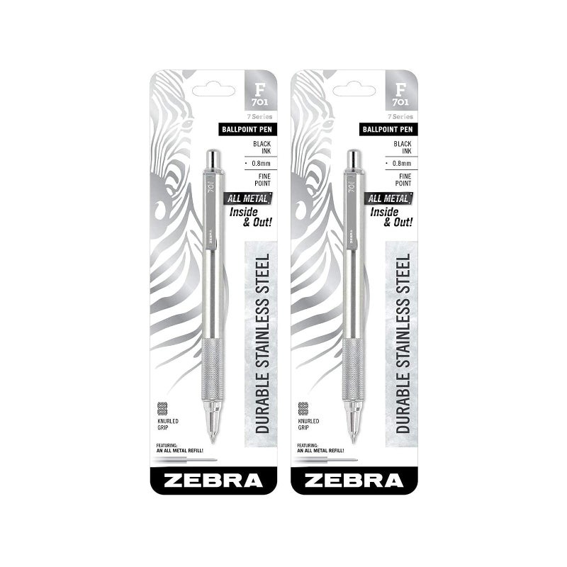 Zebra Pen F-701 Fine Point Ballpoint Retractable Pen, Black (Pack of 2) - Image 1