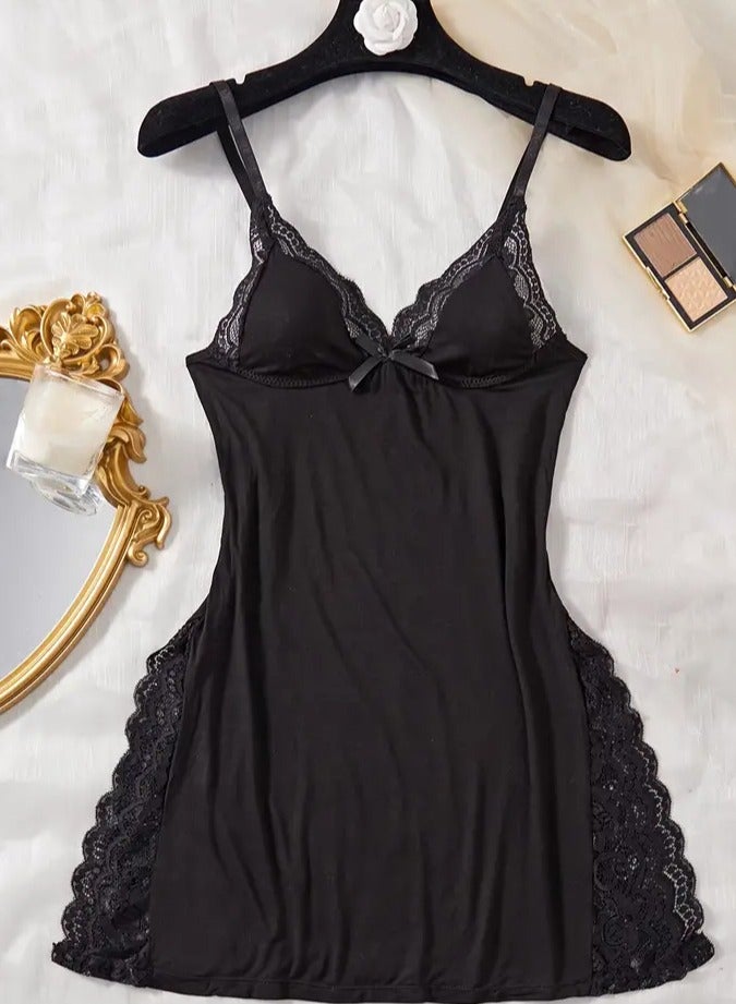 Nightwear Spaghetti Strap Nightgown Babydoll Dress - Image 1