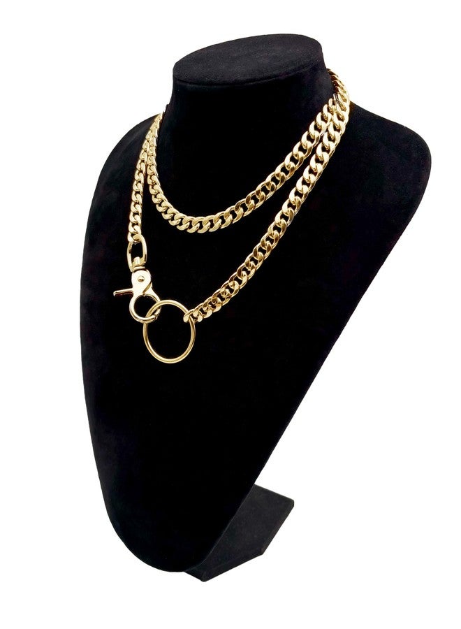 paloli Women's Slip Chain Rainbow Heart O-Ring Chunky Chain Necklace, Rays Cuban Long Layered Jewelry, Adjustable Lariat Y-Necklace Heart Loop Choker, 34'', Zinc - Image 3