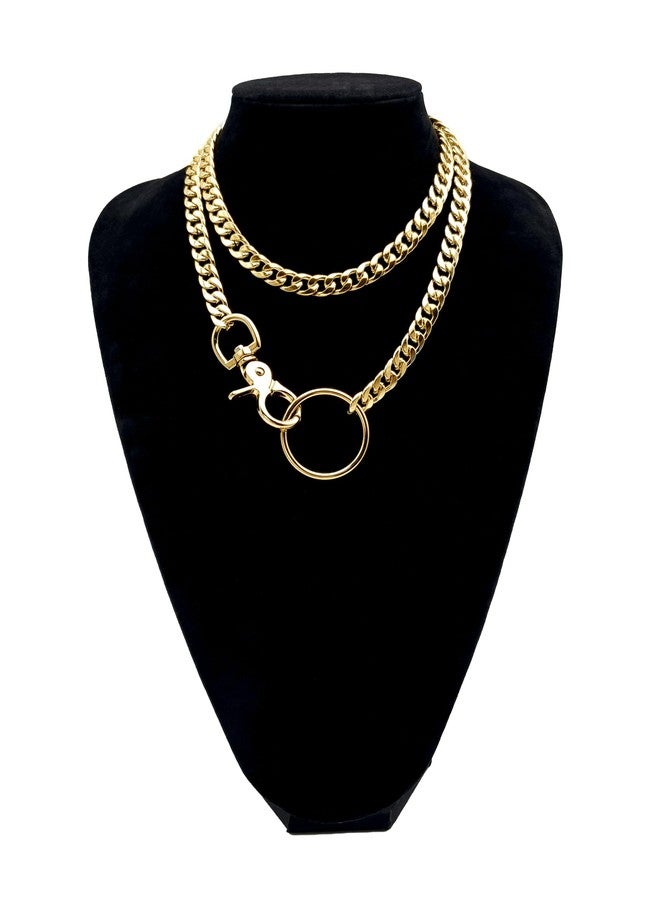 paloli Women's Slip Chain Rainbow Heart O-Ring Chunky Chain Necklace, Rays Cuban Long Layered Jewelry, Adjustable Lariat Y-Necklace Heart Loop Choker, 34'', Zinc - Image 2