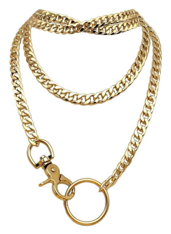 paloli Women's Slip Chain Rainbow Heart O-Ring Chunky Chain Necklace, Rays Cuban Long Layered Jewelry, Adjustable Lariat Y-Necklace Heart Loop Choker, 34'', Zinc - Image 1