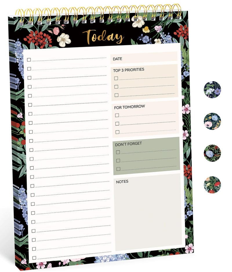 Taja To Do List Notepad - To Do List Notebook for Work with 52 Sheets, 9.8" x 6.5", Undated Daily Planner Perfect for Daily Tasks and Goal Setting, Notepad Suitable for Office, Home & School - Forest Bloom - Image 1