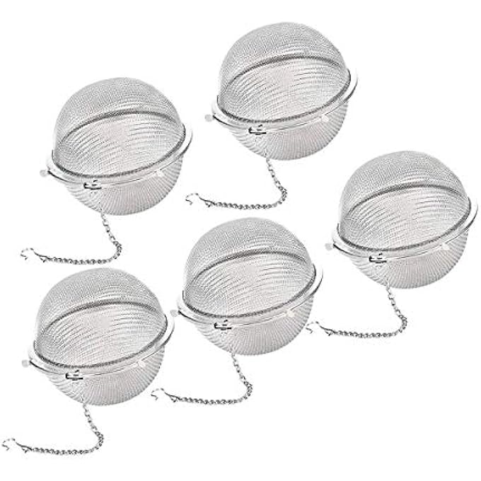 Winterworm Stainless Steel Tea Ball Loose Tea Infuser Strainer Filter Diffuser Herbal Spice 5 Pcs - Image 1