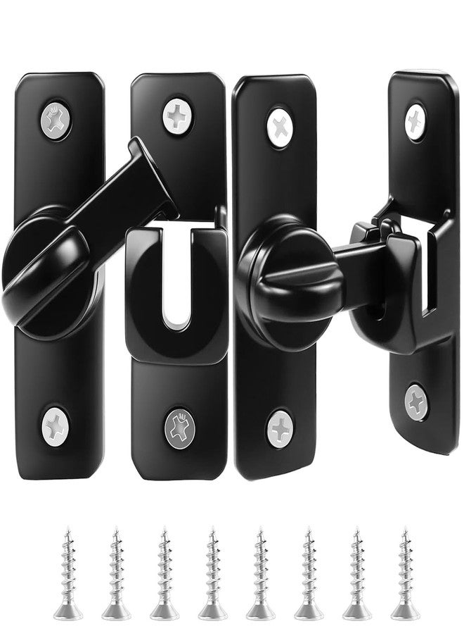 Quadafy 90/180 Degree Flip Barn Door Lock, Thickened Solid Multi-Angle Household Door Left and Right Door Latch, for Barns, Gardens, Cabinets, Sliding Doors, Bathrooms, Windows and Other (Black 2pcs) - Image 1