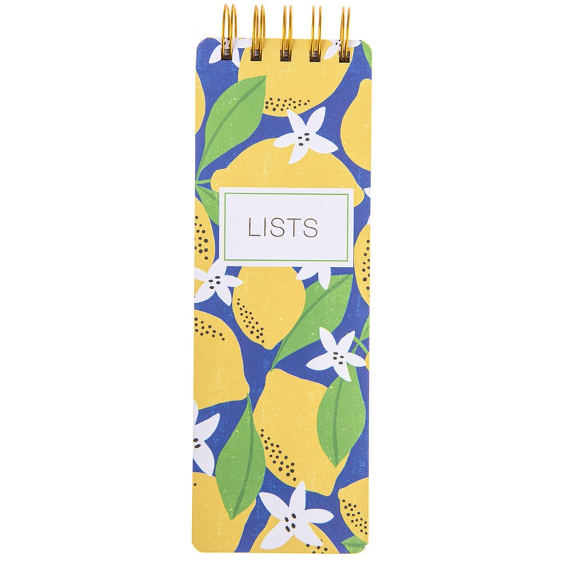 Graphique Reporter Journal, Lemon Design, Embellished Gold Foil Portable Notebook, 150 Lined Sheets, 3" x 8.75" - Perfect for Note Taking, List Making and Much More - Image 1