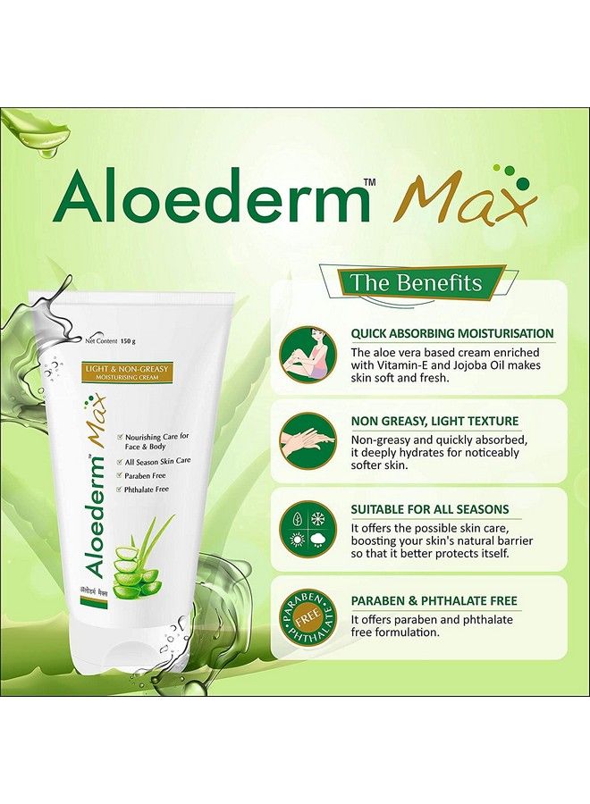 BREEMETIC Aloederm Max Light & Nongreasy Moisturizing Skin Cream ; Paraben Free 150Gm - Image 3
