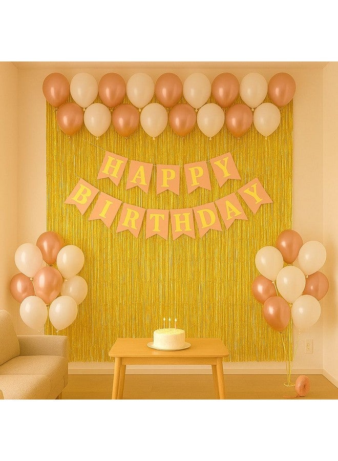 Flyloons 52pcs Rose Gold Birthday Decoration for girls For Birthday Decorations Party, Birthday Celebration Kit, Set For Girls Women Mom - Balloons, Banner, Foil Curtain, Foil Balloon - Image 1