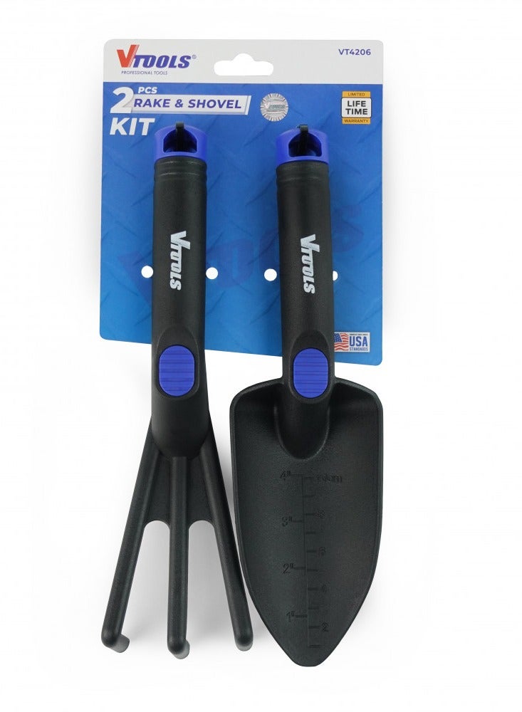 في تولز مجموعة أدوات أشعل النار والمجرفة، مقبض مريح مطاطي ناعم غير قابل للانزلاق، مجموعة أدوات البستنة شديدة التحمل للعناية بالتربة الشتلات والنباتات المنزلية النضرة - Image 1