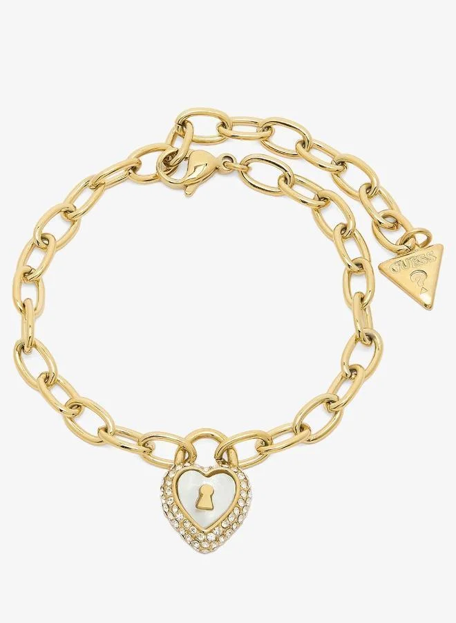 GUESS  Pearly Heart Lock Chain Bracelet for Women | Best Price UAE