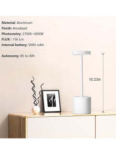 HOCC Touch Sensor Table Lamp 6000mAh Battery Operated White  - Image 2