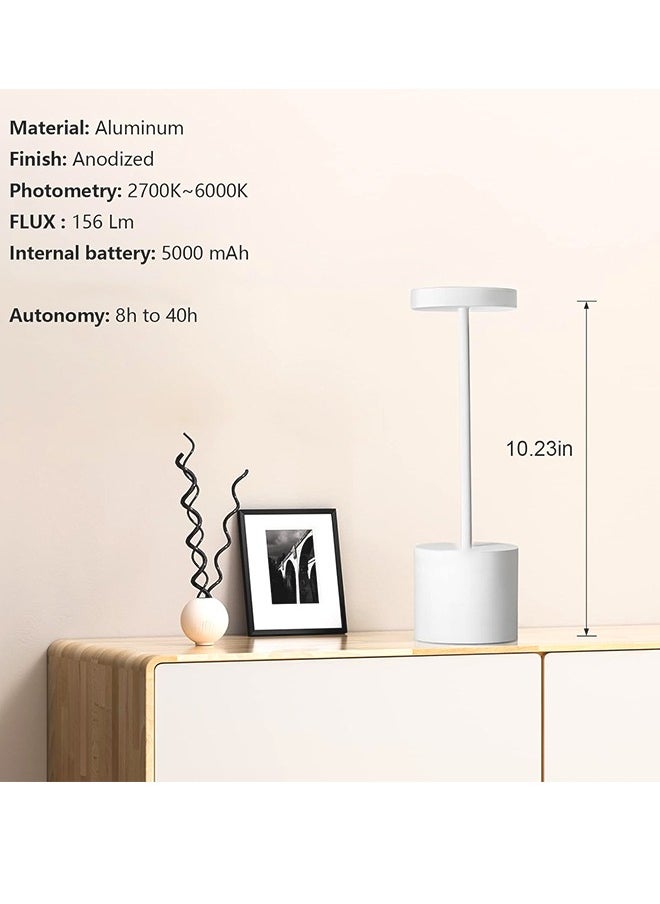 HOCC - Touch Sensor Table Lamp 6000mAh Battery Operated White - Image 1