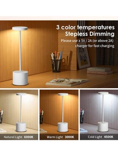 HOCC Touch Sensor Table Lamp 6000mAh Battery Operated White  - Image 3