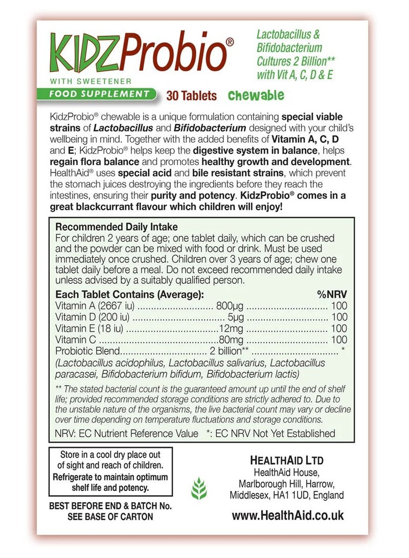 HealthAid Kids Probio Chewable tabs 30's - Image 2