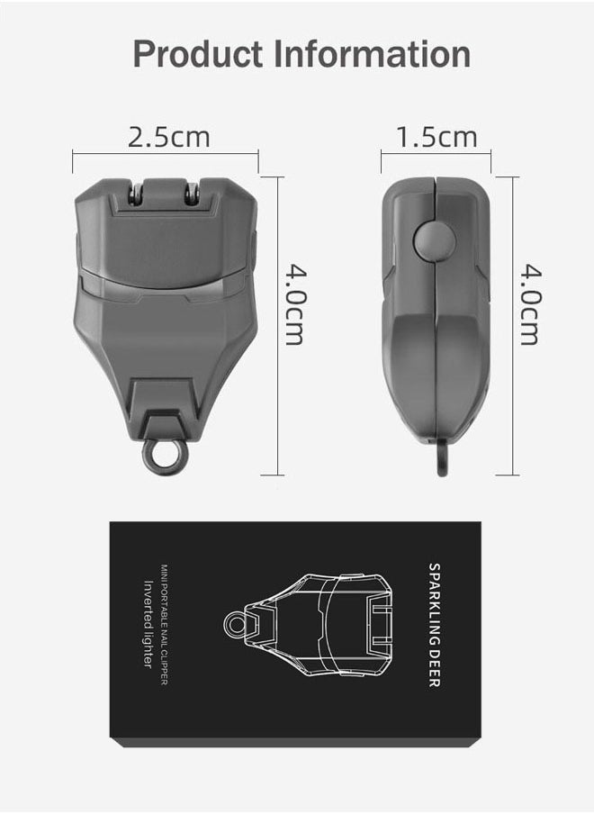 GUTCHE - Foldable Transformers Nail Clippers with Keyring, Portable Stainless Steel Nail Trimmer, Nail Art Trim Fingernail Styling Tools, Car Key Wallet Clip Backpack Decoration (Grey) - Image 1