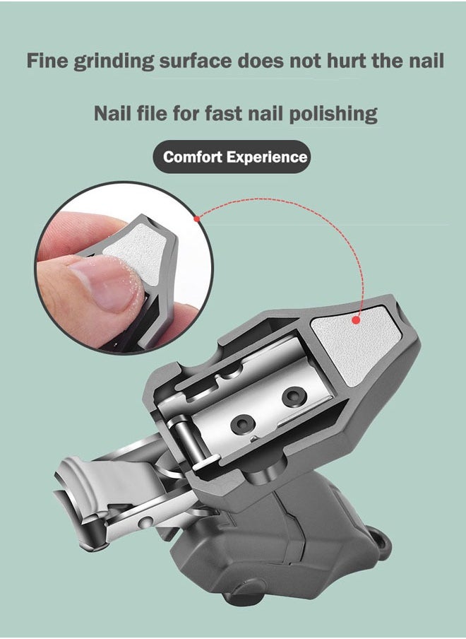 GUTCHE - Foldable Transformers Nail Clippers with Keyring, Portable Stainless Steel Nail Trimmer, Nail Art Trim Fingernail Styling Tools, Car Key Wallet Clip Backpack Decoration (Grey) - Image 1