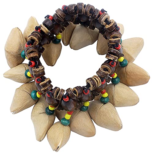 GOGHOST Cacho Seed Rattle Bracelet Anklet, 2 PCS African Shaker Nut Shell Bracelet Natural Percussion Accessories Musical Instrument(Chacha) - Image 3