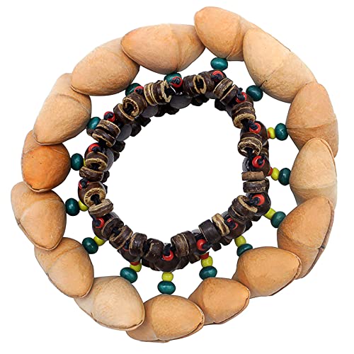 GOGHOST Cacho Seed Rattle Bracelet Anklet, 2 PCS African Shaker Nut Shell Bracelet Natural Percussion Accessories Musical Instrument(Chacha) - Image 2