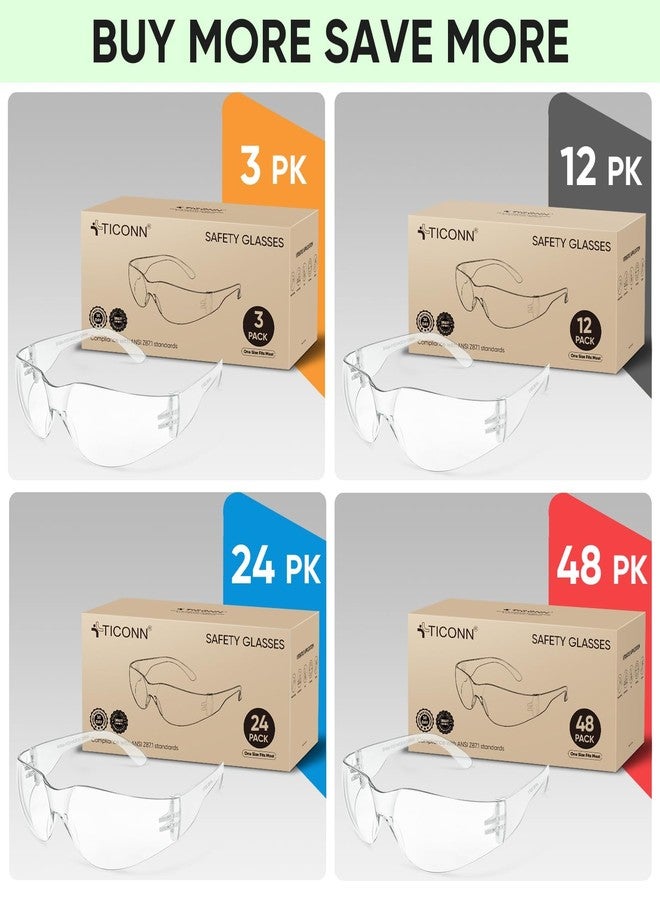 تيكون نظارة أمان شفافة من TICONN، للرجال، مقاومة للخدش والصدمات، متوافقة مع معيار ANSI Z87.1 (عبوة من 12 قطعة) - Image 3