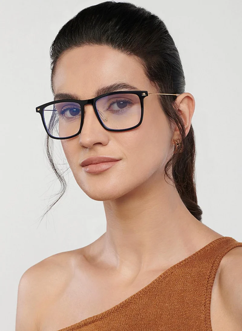 Lenskart Blu LENSKART BLU | Zero Power Bluecut & Antiglare Computer Eyeglasses | Black Full Rim Square | For Men and Women | Large | LB E13533