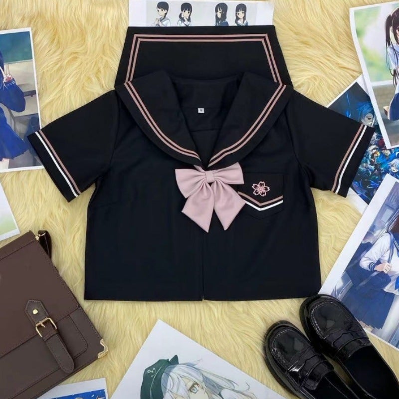 Original Jk Uniform Genuine Small Sakuragawa Short-Sleeved Creator Suit Japanese Department College Style School Style Long Short-Sleeved Class Uniform School Uniform - Image 5