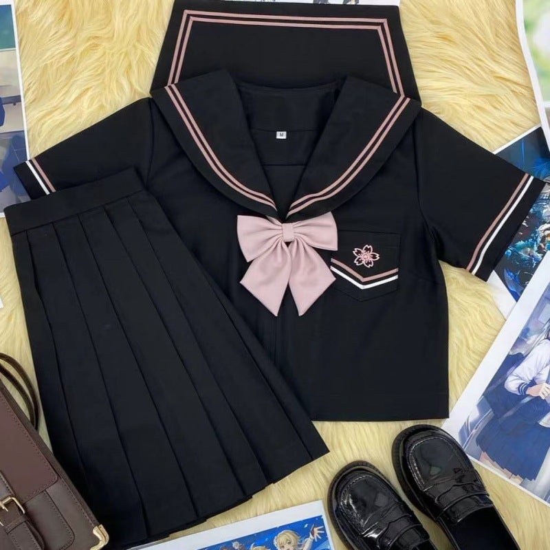 Original Jk Uniform Genuine Small Sakuragawa Short-Sleeved Creator Suit Japanese Department College Style School Style Long Short-Sleeved Class Uniform School Uniform - Image 2