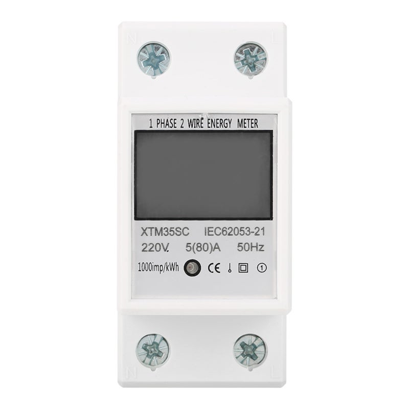 Digital KWh Meter 35mm Din Rail Bipolar Width - 5+1 Digits LCD Multi-Function Display Single Phase Electric Meter for Industrial & Residential Electrical Monitoring - Image 3