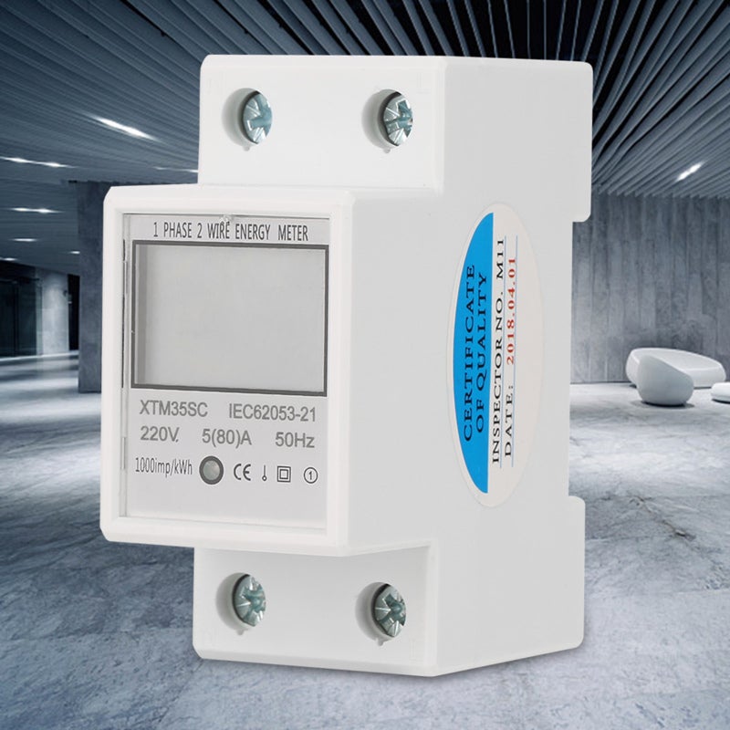 Digital KWh Meter 35mm Din Rail Bipolar Width - 5+1 Digits LCD Multi-Function Display Single Phase Electric Meter for Industrial & Residential Electrical Monitoring - Image 5