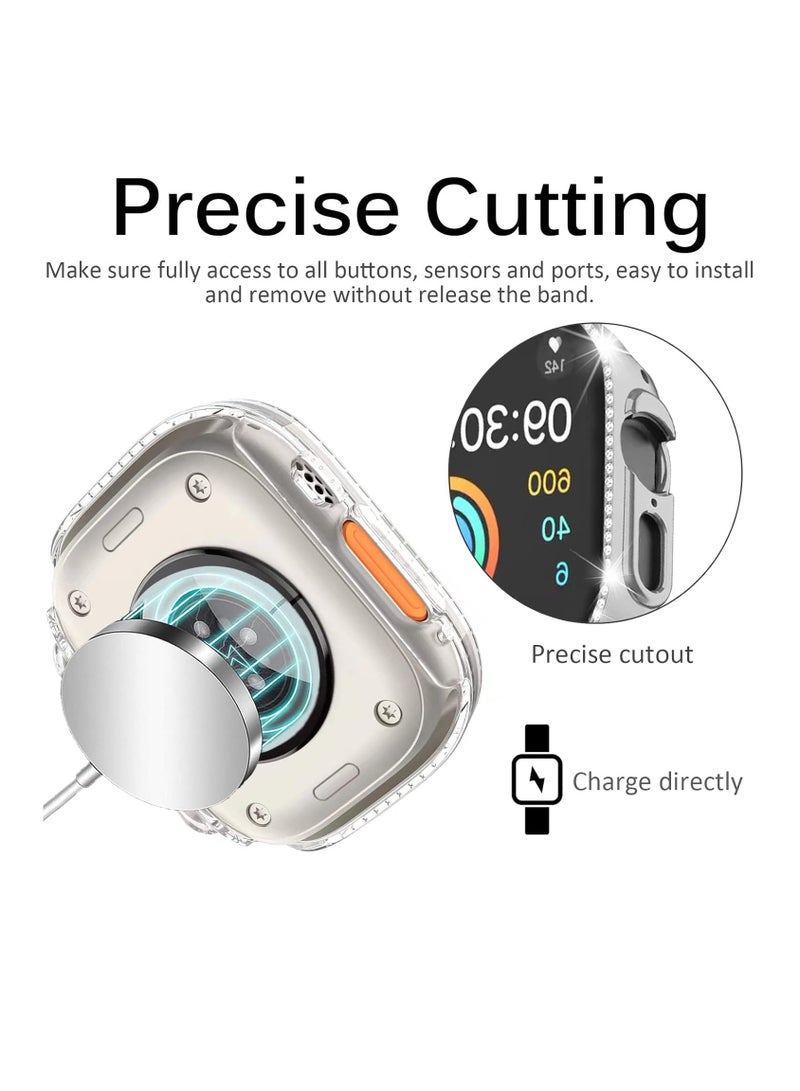 Bumper Diamond Case Compatible with Apple Watch Series 8 Series 7 45mm, Bling Crystal Diamonds PC Plastic Protector Case Cover Frame For Apple Watch Series 8/7 45 mm (Silver) - Image 4