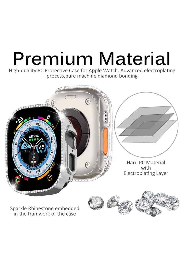 Bumper Diamond Case Compatible with Apple Watch Series 8 Series 7 45mm, Bling Crystal Diamonds PC Plastic Protector Case Cover Frame For Apple Watch Series 8/7 45 mm (Silver) - Image 2