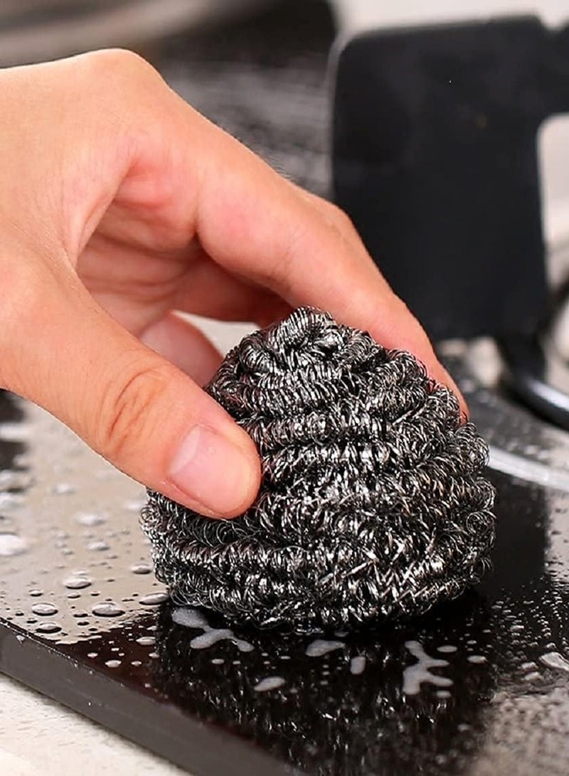 كلاسي تاتش عبوتان من إسفنجة التنظيف المصنوعة من الفولاذ المقاوم للصدأ لإزالة الأوساخ الصعبة والشحوم والزيوت أو البقع من الأطباق والأواني ومواقد الطهي وأطباق التنقيط وأواني الطهي وأدوات المطبخ - Image 3