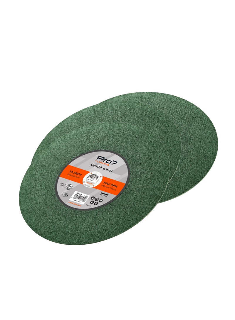 LAWAZIM Pro7 Cutting Disc for Metal & Steel - 3 Piece 14inch (355x3mm) - Cut Off Cutting Wheel Set with 1" (25.4mm) Arbor - for Metal, Inox, Pipes, Rods, Profiles, and Precision Cutting - Image 1