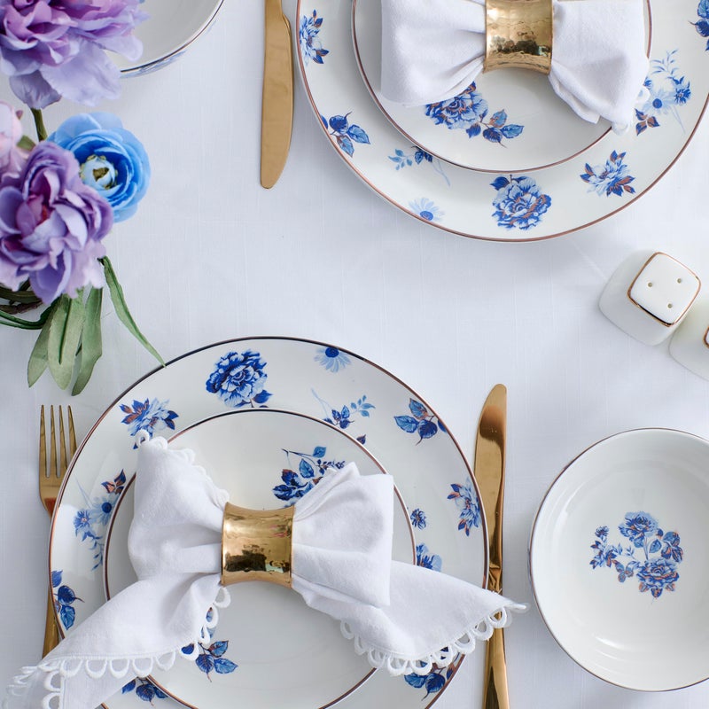 Stone Lain Viola 12-Piece Dinnerware Set Porcelain, Plates and Bowls Set, Dish Set for 4, Microwave and dishwasher Safe, Blue - Image 4