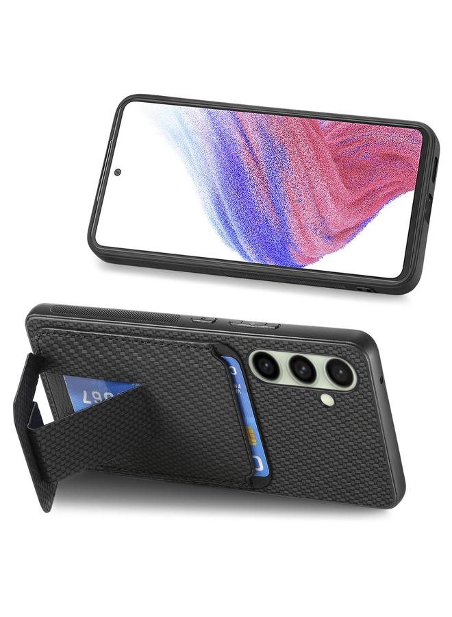 اس-توب جراب لهاتف Samsung Galaxy A36 مصنوع من ألياف الكربون مع حامل بطاقات قابل للطي - Image 5