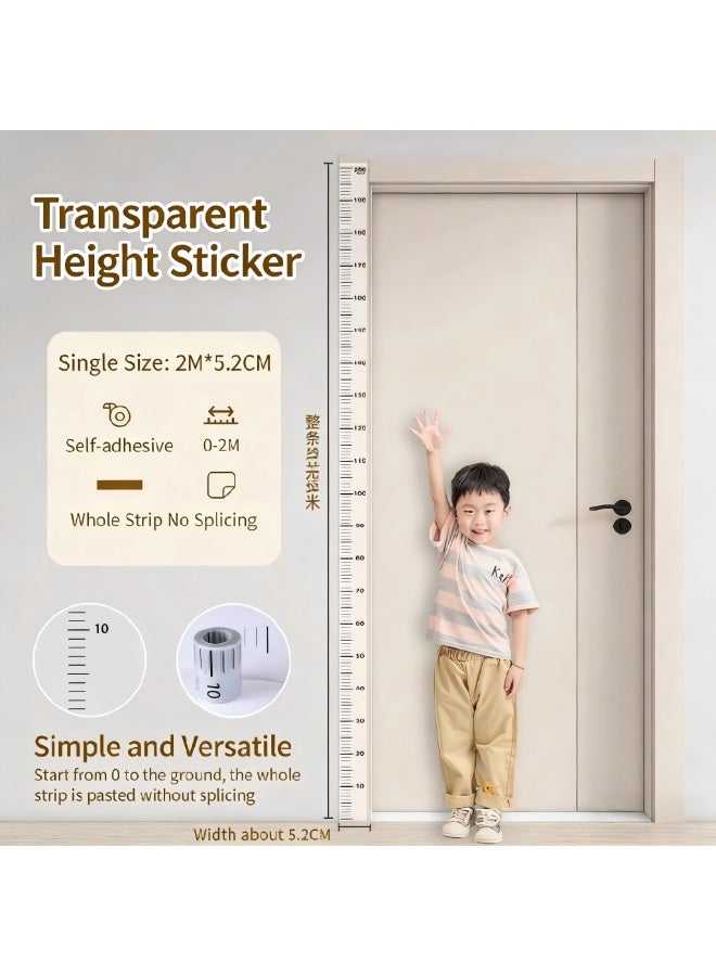 Children's Height Growth Record Stickers | Transparent Self-Adhesive Height Measuring Ruler with Precise Scale from 0-200 cm - Image 1