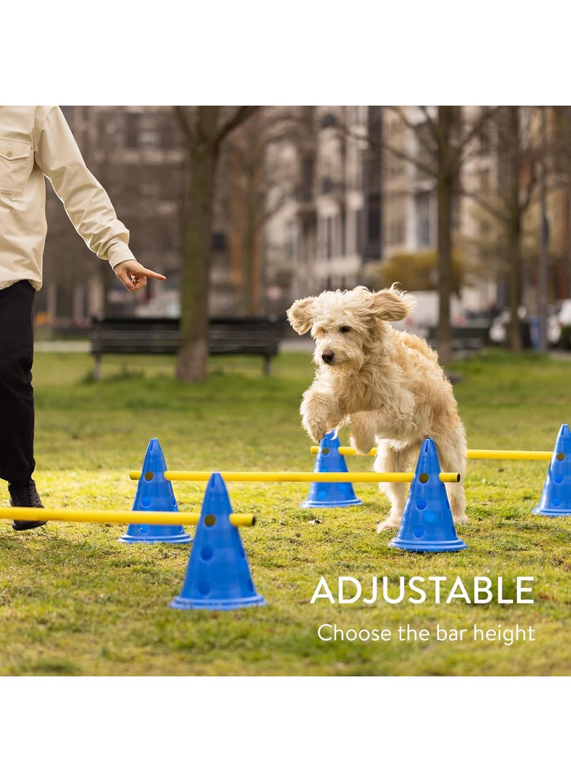Navaris Navaris Dog Agility Equipment Set  Cone and Pole for Training and Exercise Jumps  Plastic Dog Agility Beginner Course  6X Cones 3X Poles  - Image 3