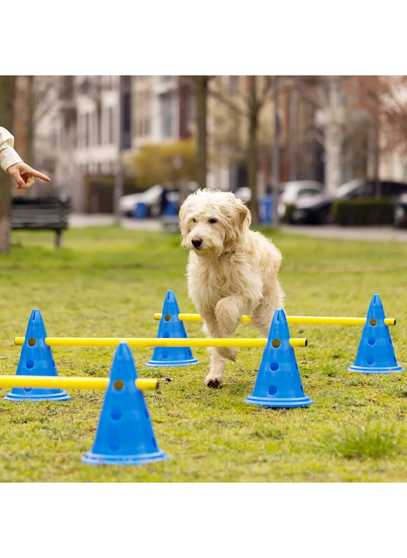 Navaris Navaris Dog Agility Equipment Set  Cone and Pole for Training and Exercise Jumps  Plastic Dog Agility Beginner Course  6X Cones 3X Poles  - Image 2