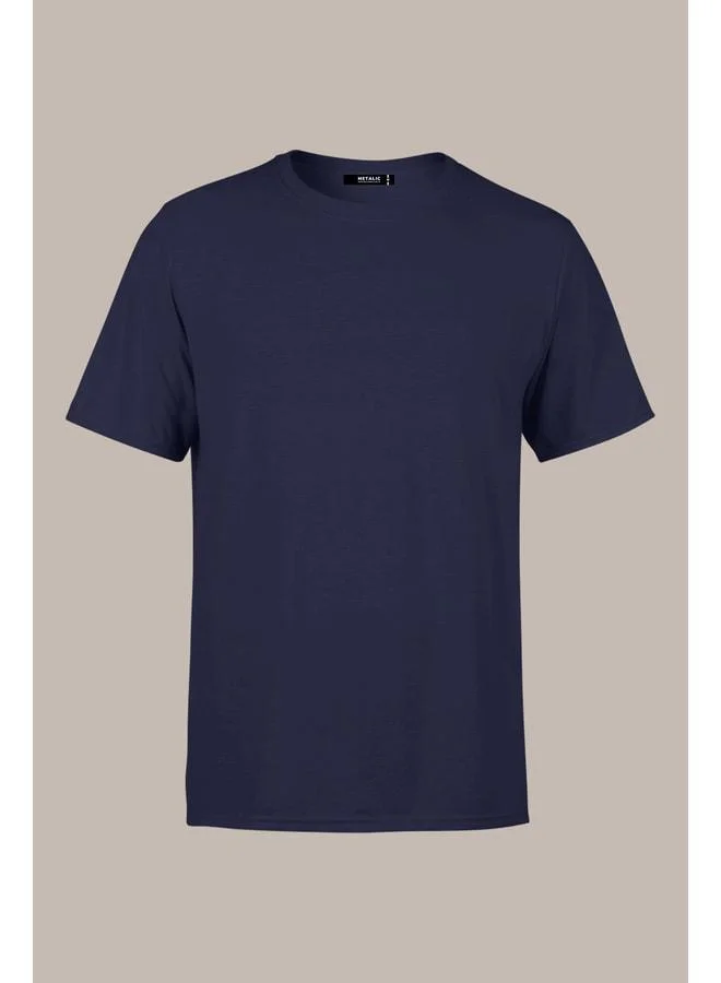 Mmetalic Men's Black 100% Cotton T-Shirt Regular Fit Relaxed Cut Crew Neck Basic Tee