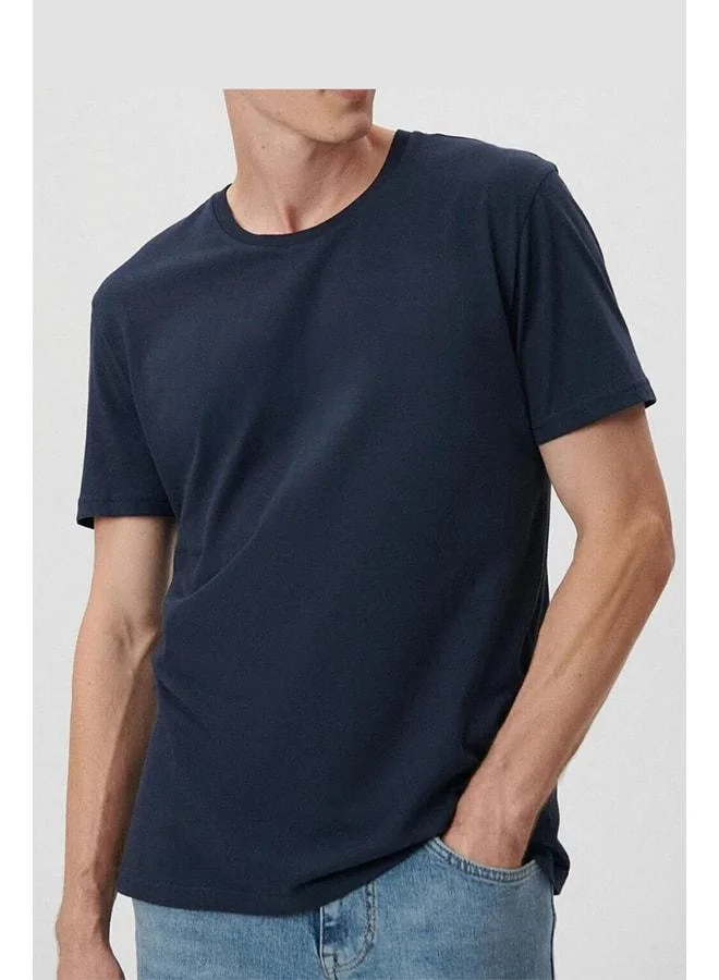 Mmetalic Men's Black 100% Cotton T-Shirt Regular Fit Relaxed Cut Crew Neck Basic Tee