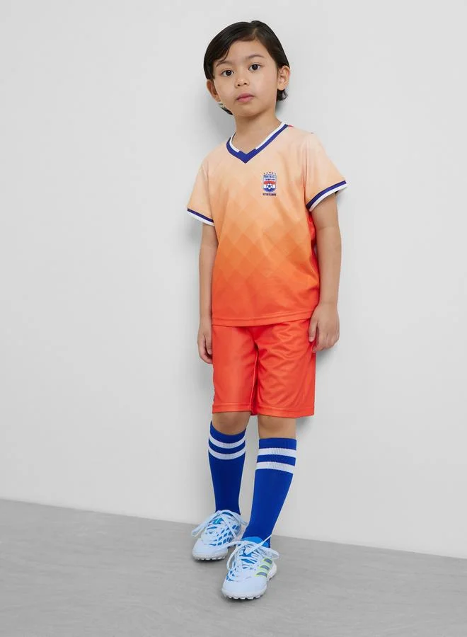 Styli Kids Netherlands Print Jersey T-Shirt and Shorts FIFA Football Set