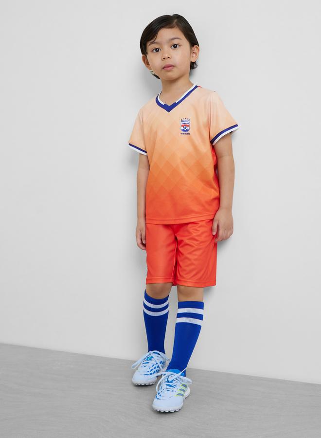 Styli Kids Netherlands Print Jersey T-Shirt and Shorts FIFA Football Set - Image 2