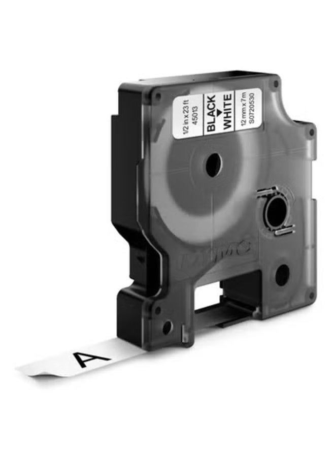 DYMO Original Label Tape 45013 – 12mm Black on White, 7m –Genuine Belgium Product - Image 1