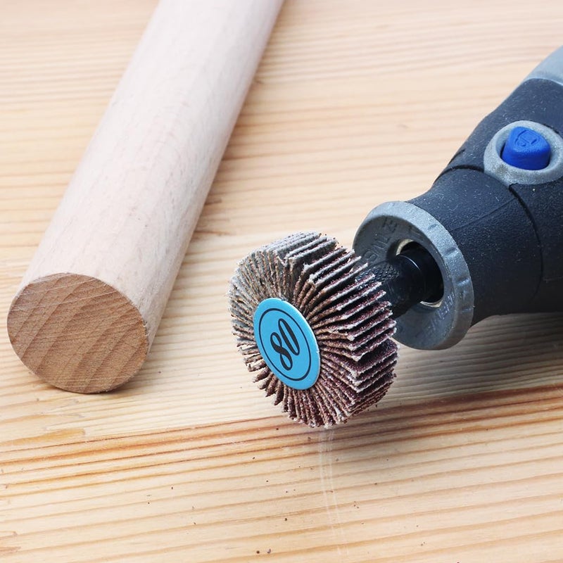 AUTOTOOLHOME أوتوتول هوم 20 قطعة عجلة صنفرة لباد 80 حبيبة 1/8" قطر العمود 32 مم 3/8" سمك ورق صنفرة لباد 1" رأس طحن أداة دوارة للطحن والتلميع - Image 4