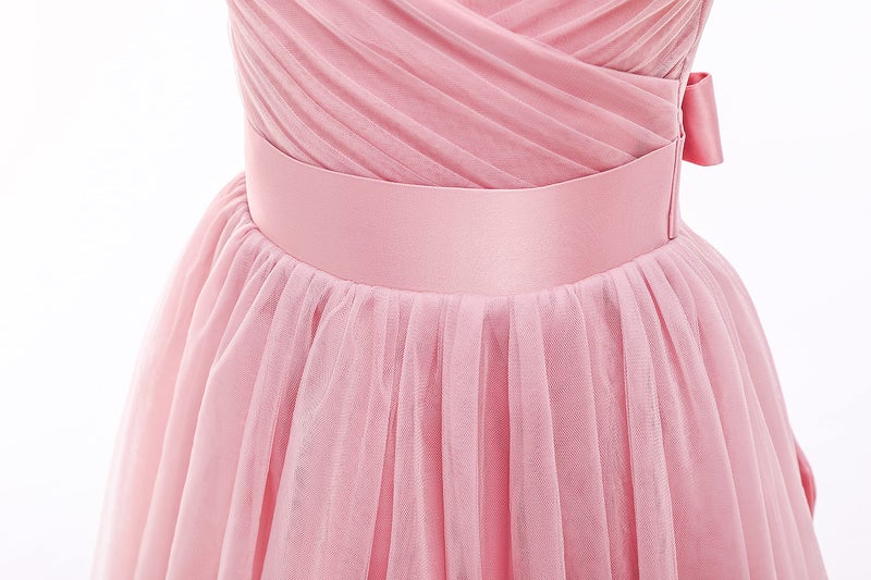 Glamulice Dusty Rose Flower Girl Dress Lace Bridesmaid Long A Line Wedding Pageant Dresses 8 Dusty Pink Tulle Spaghetti Strap Kids Formal Dance Communion Ball Gown Elegant Evening Party Prom Gown Gala - Image 4