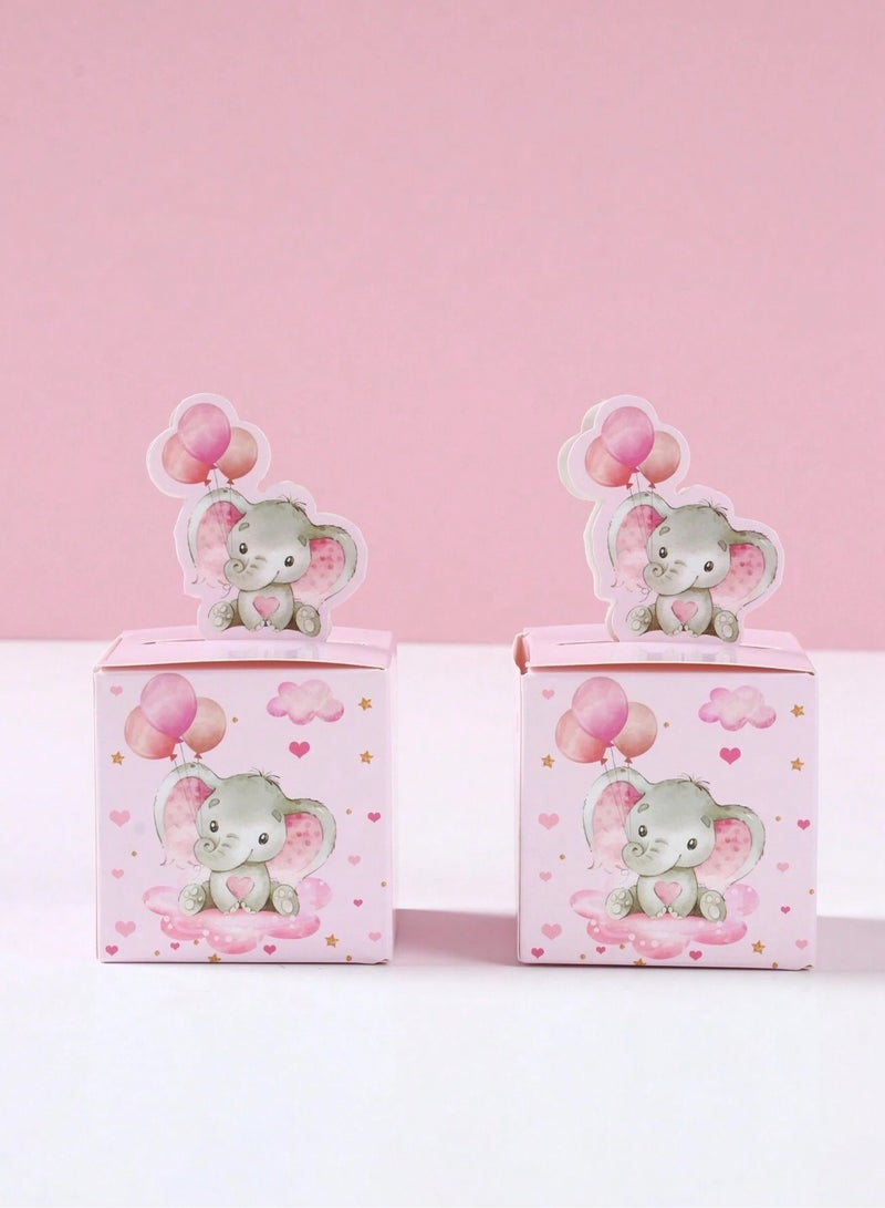 Farha Newborn baby favors: 12 boxes in a cute pink elephant design, perfect for baby shower gifts. - Image 4