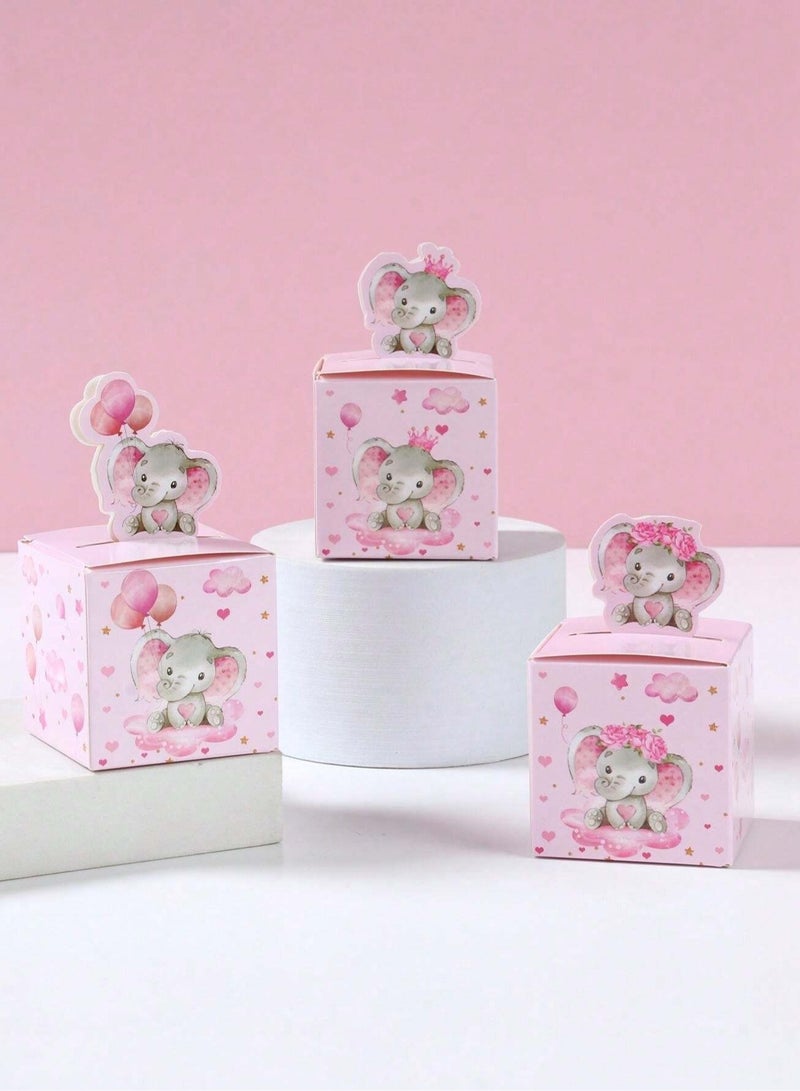 Farha Newborn baby favors: 12 boxes in a cute pink elephant design, perfect for baby shower gifts. - Image 3