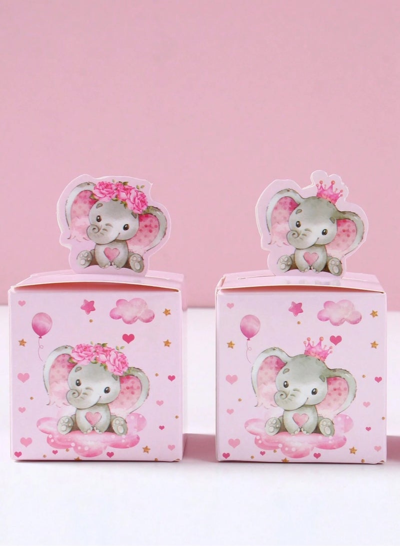 Farha Newborn baby favors: 12 boxes in a cute pink elephant design, perfect for baby shower gifts. - Image 5
