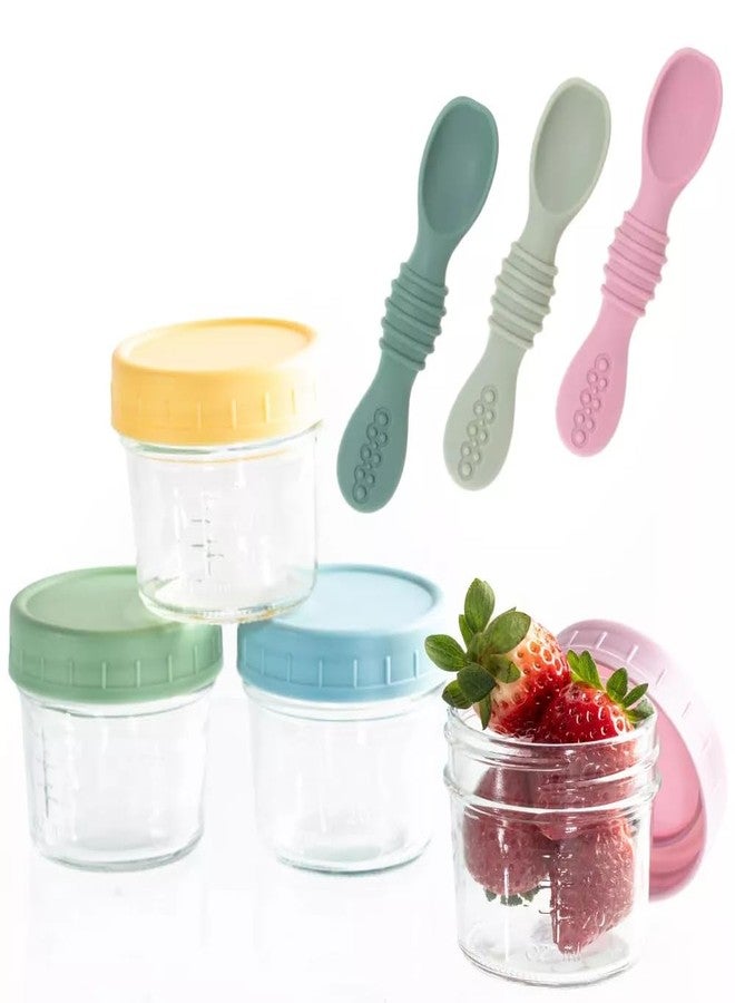 SPERRIC 12-Pack Glass Baby Food Storage Jars with Lids, 6-Pack Silicone Baby Self-Feeding Spoons - BPA-Free, Leakproof, Freezer Safe Jars - Image 4