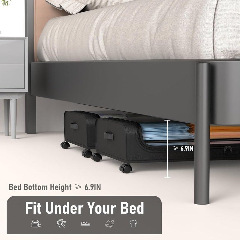 NIL JO NIL JO Stainless Steel Under Bed Storage Organizer Featuring Wheels Containers And High Rolling Shoe Storage With Lid Ideal For Small Space Clothes Storage Set Of 1  - Image 3