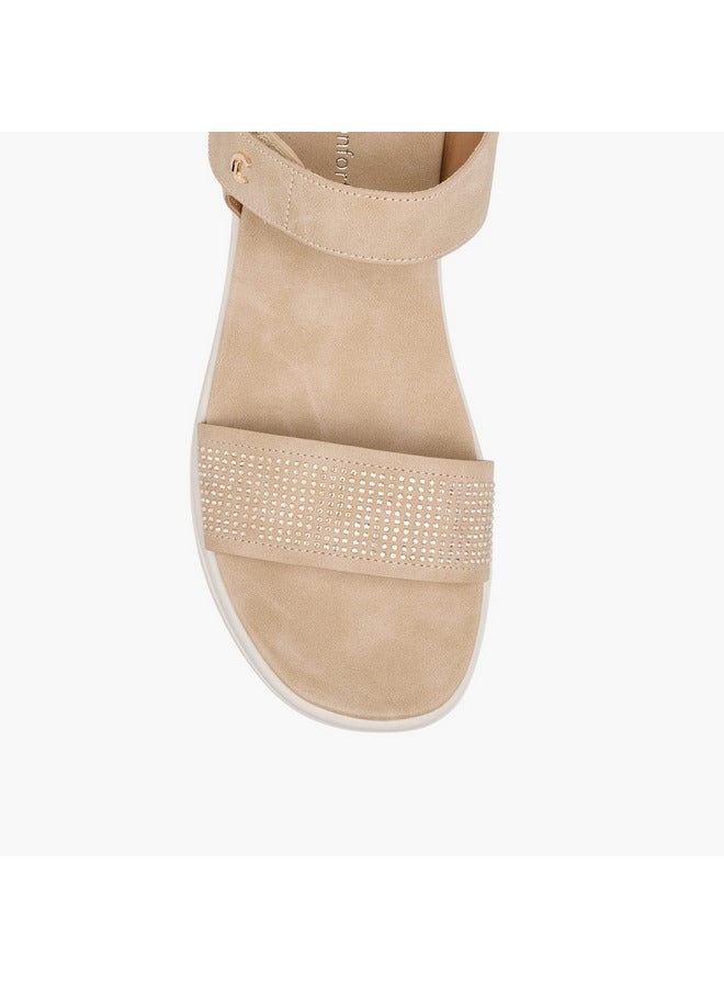 Le Confort Women Embellished Comfort Sandals with Hook and Loop Closure - Image 3